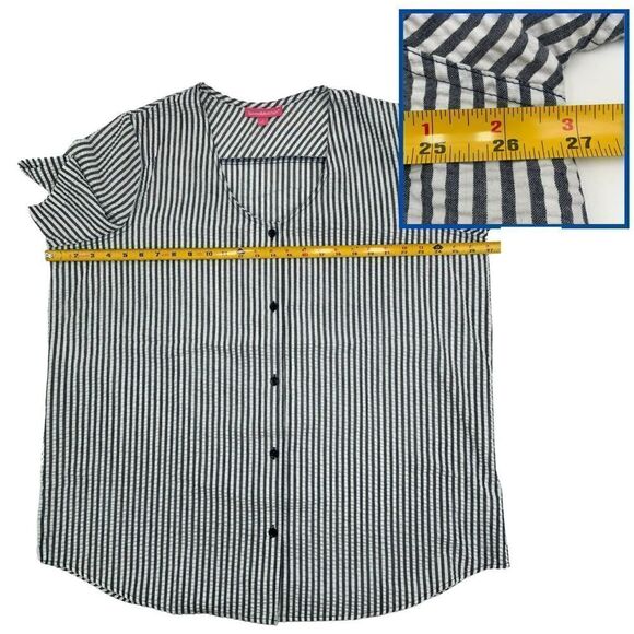 Woman Within Grey White Striped Button Front Shirt Women's Plus‎ Size 1X - Picture 4 of 9